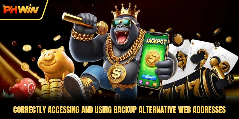 Correctly accessing and using backup alternative web addresses 