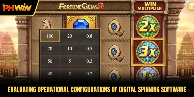 Evaluating operational configurations of digital spinning software